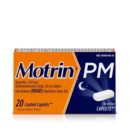 MOTRIN Ibuprofen PM Caplets 20 Count, PK24 056320